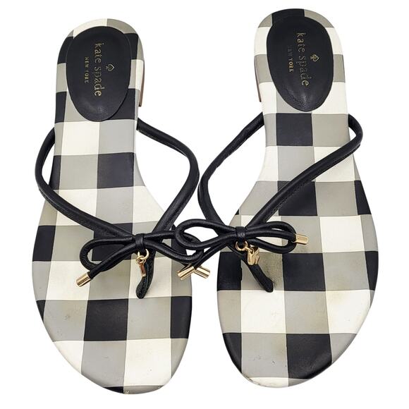 Kate Spade New York Shoes - Kate Spade New York Mistic Bow Black & White Checkered Sandals Women's Size 10
